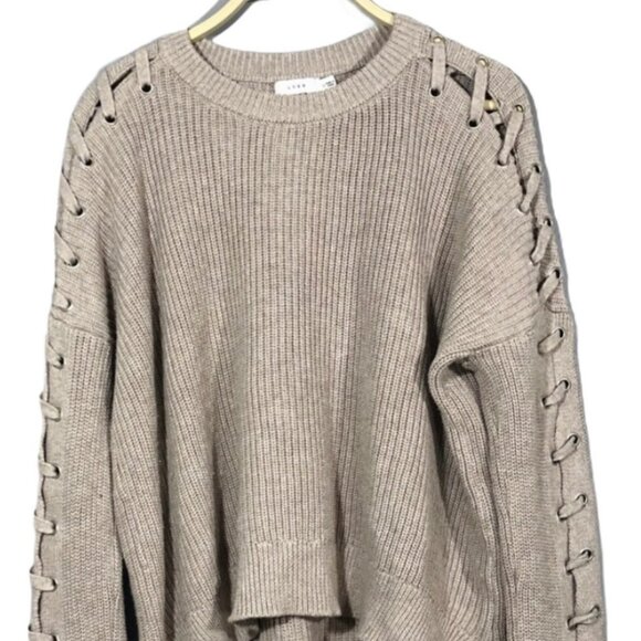 Lush Sweater Women Size S Strappy Laced Hi Low Loose Slouchy Comfy Relax Hipster - Picture 10 of 12
